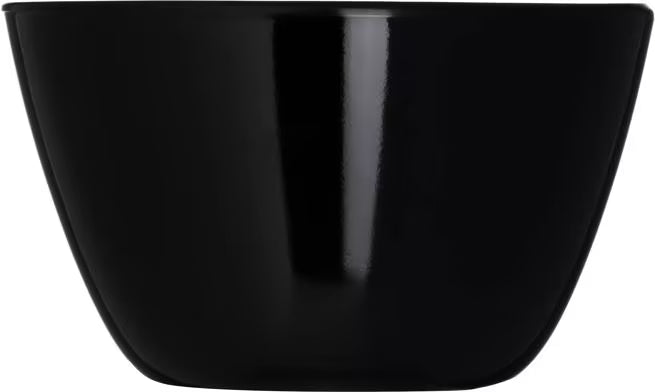 Serve soups, broths, and side dishes with confidence using the KL35003 Black Melamine Bouillon Cup Bowl. This 8 oz break resistant bowl is ideal for restaurants, cafeterias, catering services, and home dining.