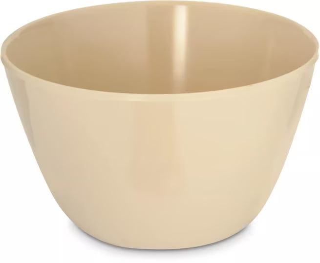 Serve soups, broths, and side dishes with confidence using the KL35025 Tan Melamine Bouillon Cup Bowl. This 8 oz break resistant bowl is ideal for restaurants, cafeterias, catering services, and home dining.