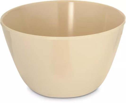 Serve soups, broths, and side dishes with confidence using the KL35025 Tan Melamine Bouillon Cup Bowl. This 8 oz break resistant bowl is ideal for restaurants, cafeterias, catering services, and home dining.