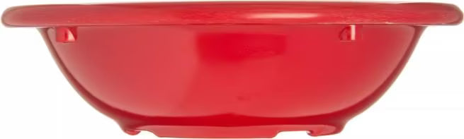 Serve fruit, desserts, and side dishes with confidence using the KL80505 Red Melamine Rimmed Fruit Bowl. This 4.75 oz break resistant bowl is ideal for restaurants, cafeterias, catering services, and home dining.