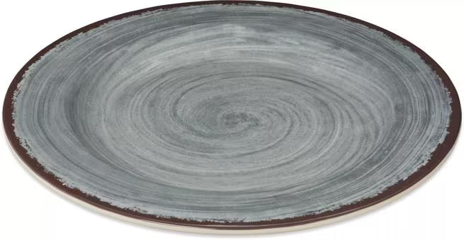 Serve meals with style using the 5400118 Smoke Melamine Dinner Plate. This 11 Inch break resistant plate features a rustic pottery inspired design, making it ideal for restaurants, catering, buffets, and home dining.