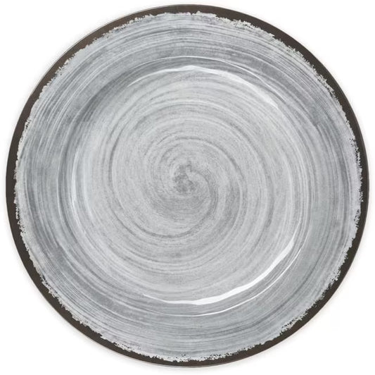 Serve meals with style using the 5400118 Smoke Melamine Dinner Plate. This 11 Inch break resistant plate features a rustic pottery inspired design, making it ideal for restaurants, catering, buffets, and home dining.