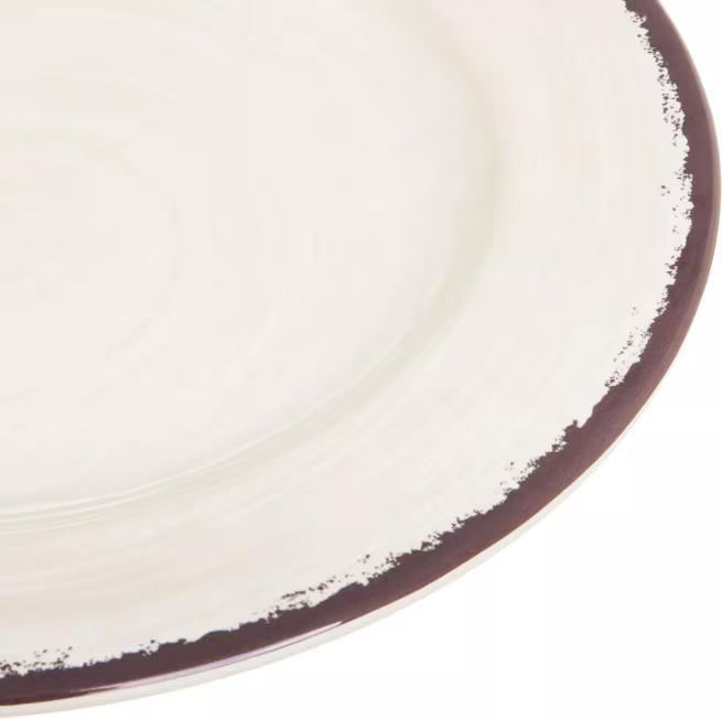 Serve meals in style with the 5400153 Sweet Cream Melamine Dinner Plate. This 11 Inch break resistant plate features a rustic pottery inspired design, making it ideal for restaurants, catering, buffets, outdoor dining, and home use.