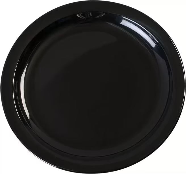 7.25" Black Melamine Sandwich Plate with break-resistant, stain-resistant, dishwasher-safe construction. Ideal for cafés, restaurants, catering, and home dining.