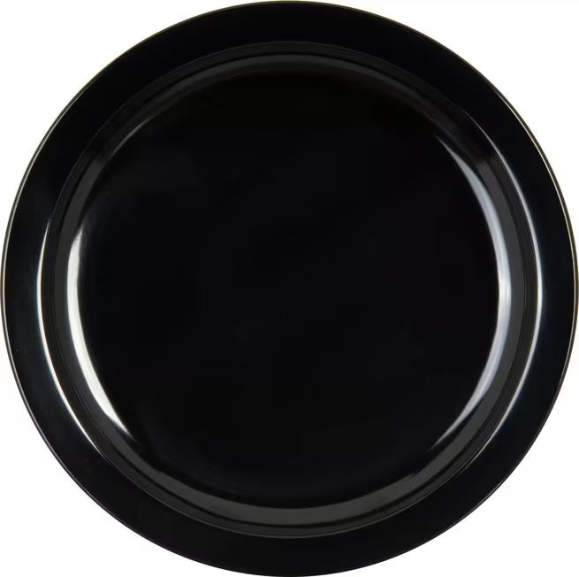 7.25" Black Melamine Sandwich Plate with break-resistant, stain-resistant, dishwasher-safe construction. Ideal for cafés, restaurants, catering, and home dining.