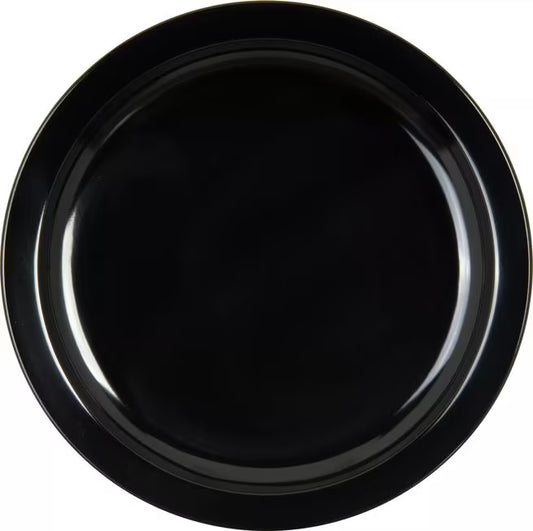 7.25" Black Melamine Sandwich Plate with break-resistant, stain-resistant, dishwasher-safe construction. Ideal for cafés, restaurants, catering, and home dining.