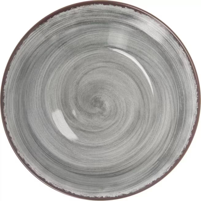 Serve soups, pasta, and salads with style using the 5400318 Smoke Melamine Rimmed Soup Bowl. This 28.5 oz break resistant bowl features a rustic pottery inspired design, making it ideal for restaurants, catering, buffets, and home dining.