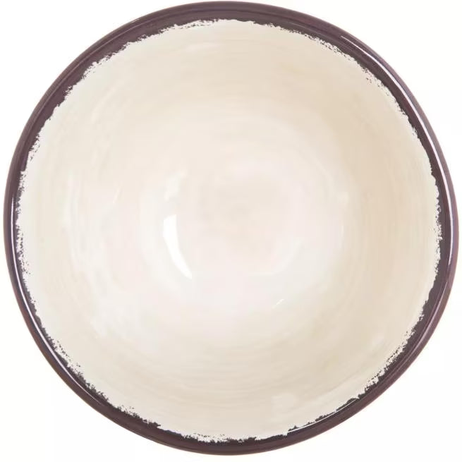Serve ice cream, desserts, and salads with style using the 5400453 Sweet Cream Melamine Ice Cream Bowl. This 27 oz break resistant bowl features a rustic pottery inspired design, making it ideal for restaurants, catering, buffets, and home dining.
