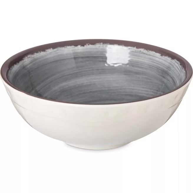 Serve soups, salads, and desserts with style using the 5400518 Smoke Melamine Small Bowl. This 17 oz break resistant bowl features a rustic pottery inspired design, making it ideal for restaurants, catering, buffets, and home dining.