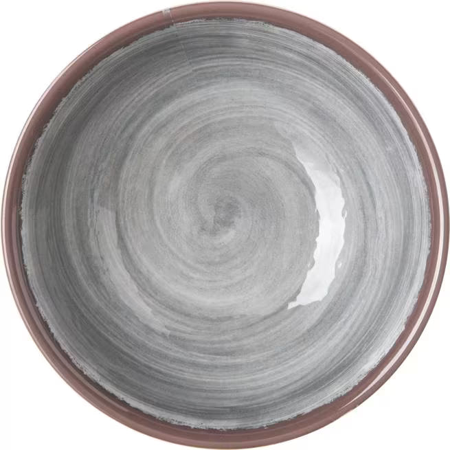 Serve soups, salads, and desserts with style using the 5400518 Smoke Melamine Small Bowl. This 17 oz break resistant bowl features a rustic pottery inspired design, making it ideal for restaurants, catering, buffets, and home dining.