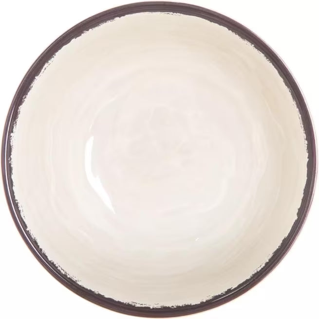 Serve soups, salads, and desserts with style using the 5400553 Sweet Cream Melamine Small Bowl. This 17 oz break resistant bowl features a rustic pottery inspired design, making it ideal for restaurants, catering, buffets, and home dining.