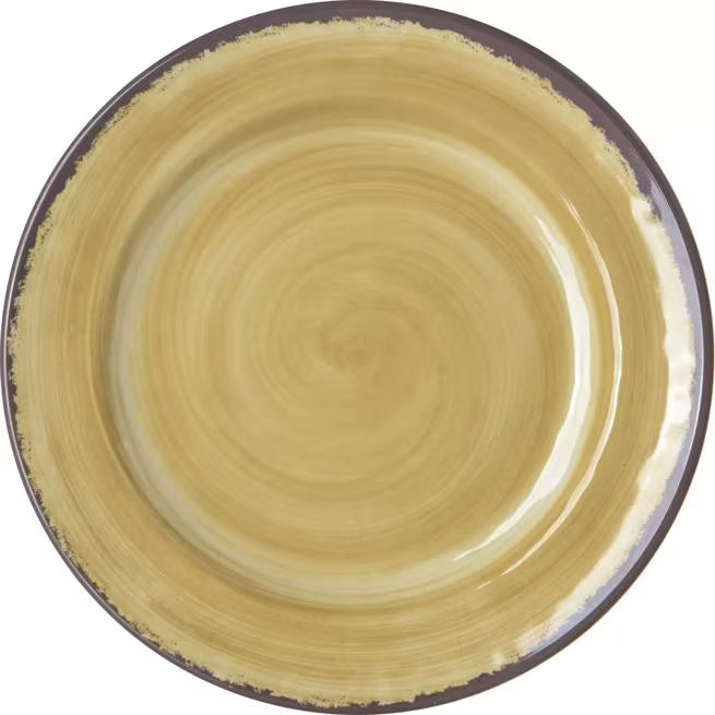 Serve bread, pastries, and desserts with style using the 5400713 Amber Melamine Bread and Butter Plate. This 7 Inch break resistant plate features a rustic pottery inspired design, making it ideal for restaurants, catering, buffets, and home dining.