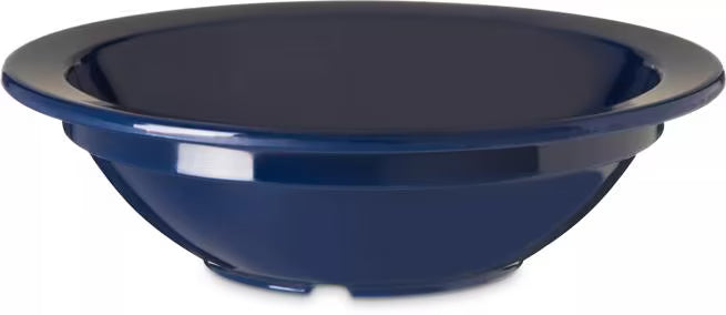 5 oz Dark Blue Polycarbonate Rimmed Fruit Bowl with scratch resistant surface and break resistant construction. Ideal for fruit, desserts, snacks, restaurants, catering, and commercial foodservice.