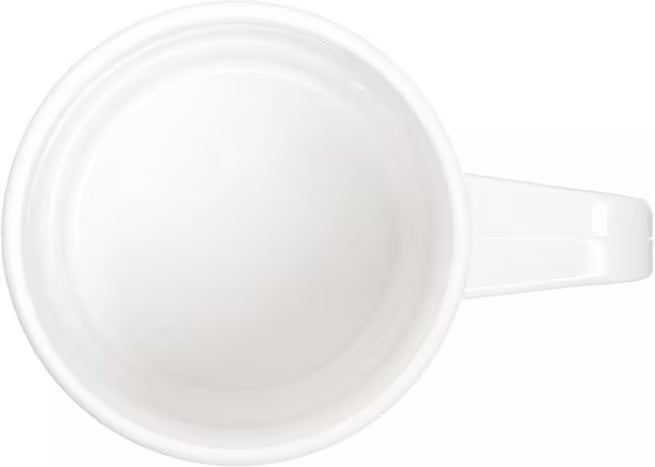 9.6 oz White Polycarbonate Handled Mug with scratch resistant surface and break resistant construction. Ideal for coffee, tea, hot beverages, restaurants, cafeterias, and commercial foodservice.