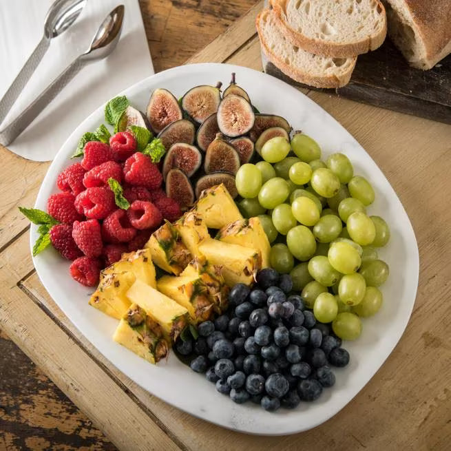13 Inch Marble Ridge Melamine Oblong Platter with a premium matte finish and shatter resistant construction. Ideal for restaurants, cafes, catering, buffets, and elegant food presentations.