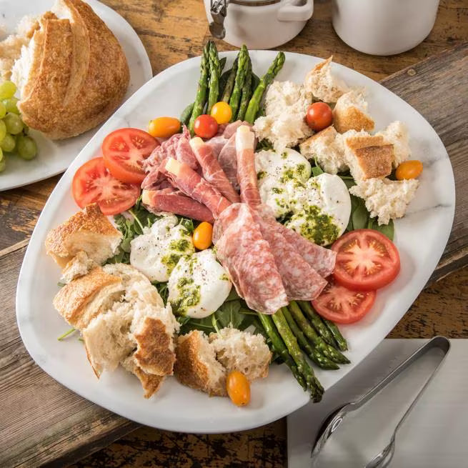 18 Inch Marble Ridge Melamine Oblong Platter with a premium matte finish and shatter resistant construction. Ideal for restaurants, catering, buffets, banquet service, and elegant food presentations.