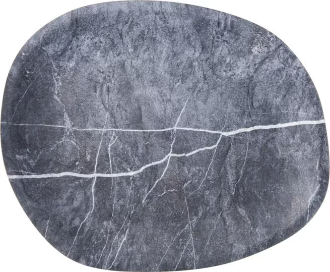 18 Inch Soapstone Ridge Melamine Oblong Platter with a premium matte finish and shatter resistant construction. Ideal for restaurants, catering, buffets, banquet service, and elegant food presentations.