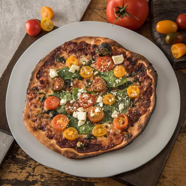 11 Inch Cement Ridge Melamine Rimless Plate with a premium matte finish and seamless rimless design. Commercial grade, shatter resistant dinnerware for restaurants, cafes, catering, and home dining.