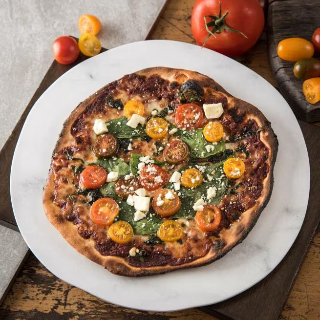 11 Inch Marble Ridge Melamine Rimless Plate with a premium matte finish and seamless rimless design. Commercial grade, shatter resistant dinnerware for restaurants, cafes, catering, and home dining.