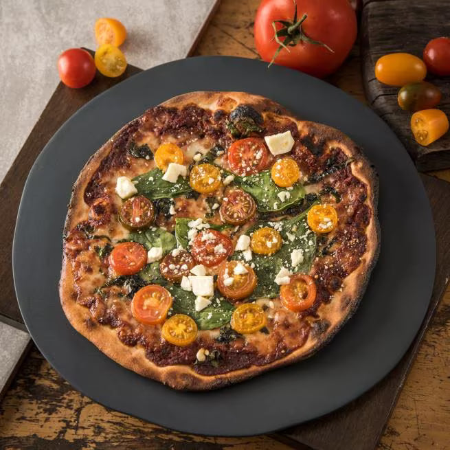 11 Inch Slate Ridge Melamine Rimless Plate with a premium matte finish and seamless rimless design. Commercial grade, shatter resistant dinnerware for restaurants, cafes, catering, and home dining.