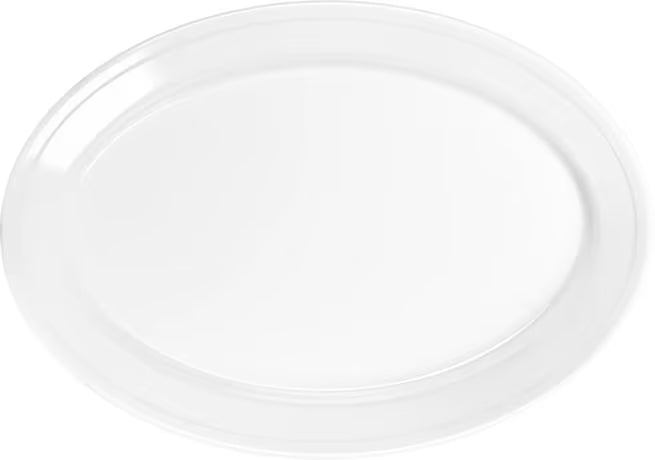 12 x 8.5 Inch White Melamine Oval Platter Tray with commercial grade durability and temperature insulated construction. Ideal for restaurants, cafes, catering, buffets, outdoor dining, and home entertaining.