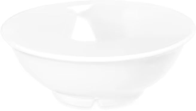24 oz White Melamine Footed Serving Bowl with commercial grade durability and temperature insulated construction. Stain resistant and chip resistant for restaurants, cafes, catering, buffets, and home dining.