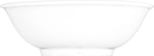 36 oz White Melamine Footed Serving Bowl with commercial grade durability and temperature insulated construction. Stain resistant and chip resistant for restaurants, cafes, catering, buffets, and home dining.