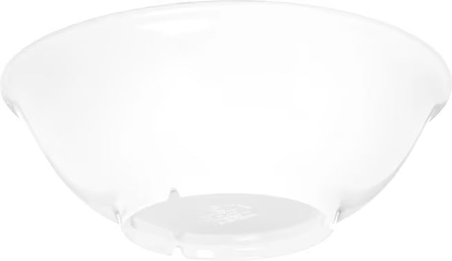 36 oz White Melamine Footed Serving Bowl with commercial grade durability and temperature insulated construction. Stain resistant and chip resistant for restaurants, cafes, catering, buffets, and home dining.