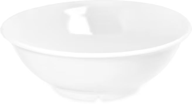 36 oz White Melamine Footed Serving Bowl with commercial grade durability and temperature insulated construction. Stain resistant and chip resistant for restaurants, cafes, catering, buffets, and home dining.