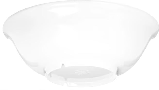 57 oz White Melamine Footed Serving Bowl with commercial grade durability, reinforced construction, and temperature insulated design. Stain resistant and chip resistant for restaurants, cafes, catering, buffets, and home dining.