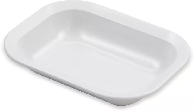 28 oz White Melamine Rectangle Baker Server with commercial grade durability and traditional styling. Stain resistant, chip resistant, and temperature insulated for restaurants, cafes, catering, buffets, and home dining.