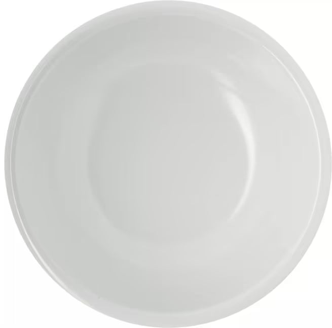 32 oz White Epicure Melamine Soup Salad Broth Bowl with commercial grade durability and European styling. Stain resistant, chip resistant, and temperature insulated for restaurants, cafes, catering, buffets, and home dining.