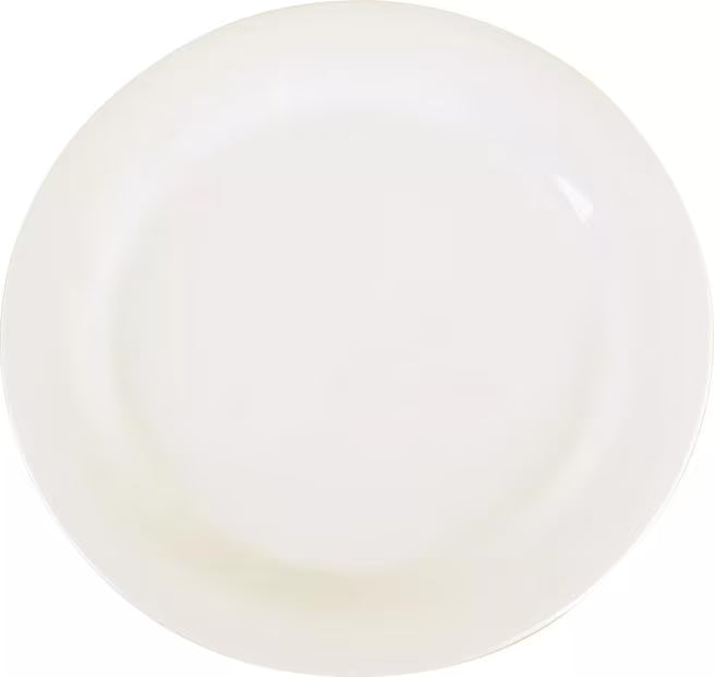10.5 Inch White Sierrus Melamine Narrow Rim Dinner Plate with commercial grade durability, shatter resistant construction, and temperature insulated design. Ideal for restaurants, cafeterias, catering, hospitals, schools, and home dining.