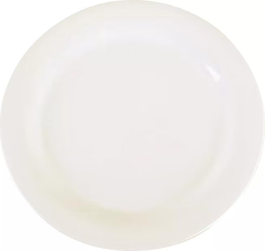 10.5 Inch White Sierrus Melamine Narrow Rim Dinner Plate with commercial grade durability, shatter resistant construction, and temperature insulated design. Ideal for restaurants, cafeterias, catering, hospitals, schools, and home dining.