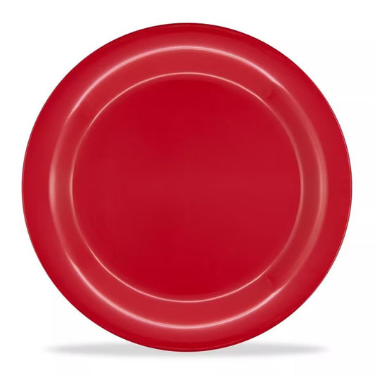 10.5 Inch Red Sierrus Melamine Narrow Rim Dinner Plate with commercial grade durability, shatter resistant construction, and temperature insulated design. Ideal for restaurants, cafes, hospitals, schools, catering, and home dining.
