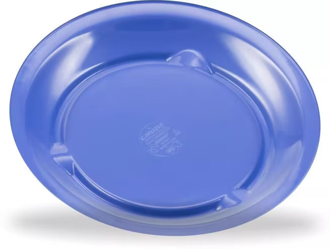 9 Inch Ocean Blue Sierrus Melamine Narrow Rim Dinner Plate with commercial grade durability shatter resistant construction and temperature insulated design. Ideal for restaurants cafes hospitals schools catering and home dining.