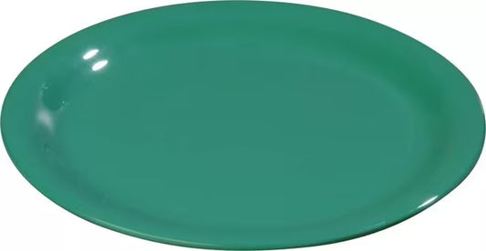 7.5 Inch Meadow Green Sierrus Melamine Wide Rim Salad Plate with commercial grade durability, shatter resistant construction and temperature insulated design. Ideal for restaurants, cafes, hotels, catering and home dining.