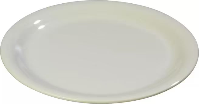 6.5 Inch Bone Sierrus Melamine Narrow Rim Pie Plate with commercial grade durability shatter resistant construction and temperature insulated design. Ideal for restaurants cafes bakeries catering and home dining.