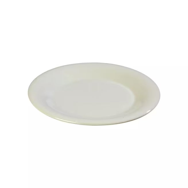 10.5 Inch Bone Sierrus Melamine Wide Rim Dinner Plate with commercial grade durability shatter resistant construction and temperature insulated design. Ideal for restaurants cafes hotels catering and home dining.