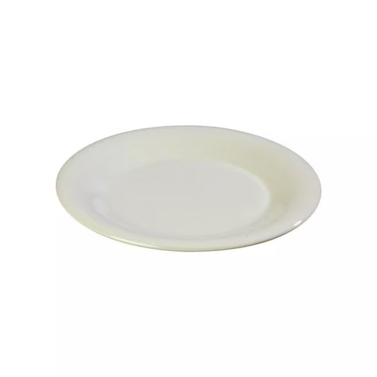 6.5 Inch Bone Sierrus Melamine Wide Rim Pie Plate with commercial grade durability, shatter resistant construction and temperature insulated design. Ideal for restaurants, cafes, bakeries, catering and home dining.