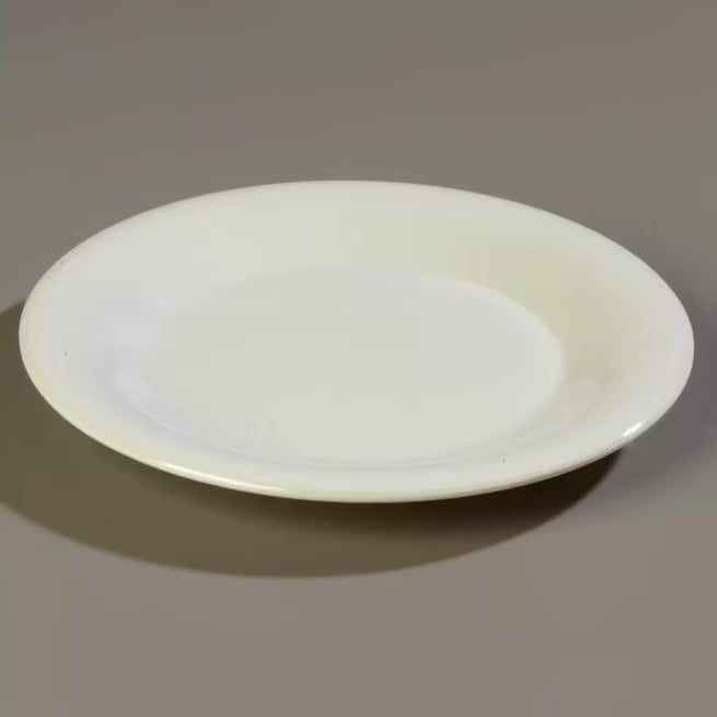 10.5 Inch Bone Sierrus Melamine Wide Rim Dinner Plate with commercial grade durability shatter resistant construction and temperature insulated design. Ideal for restaurants cafes hotels catering and home dining.