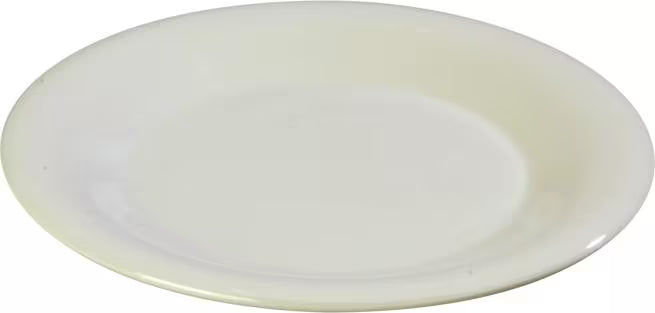 10.5 Inch Bone Sierrus Melamine Wide Rim Dinner Plate with commercial grade durability shatter resistant construction and temperature insulated design. Ideal for restaurants cafes hotels catering and home dining.