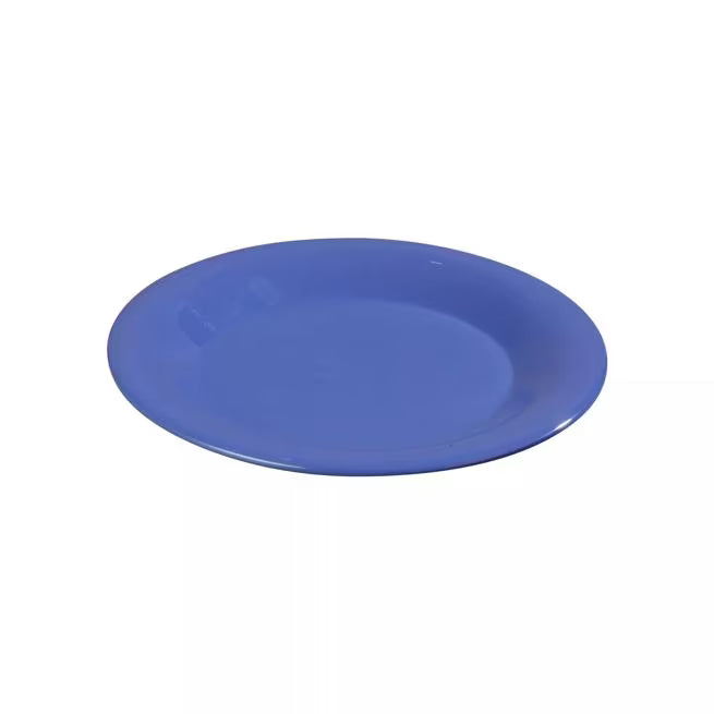 9 Inch Ocean Blue Sierrus Melamine Wide Rim Dinner Plate with commercial grade durability, shatter resistant construction and temperature insulated design. Ideal for restaurants, cafes, hotels, catering and home dining.