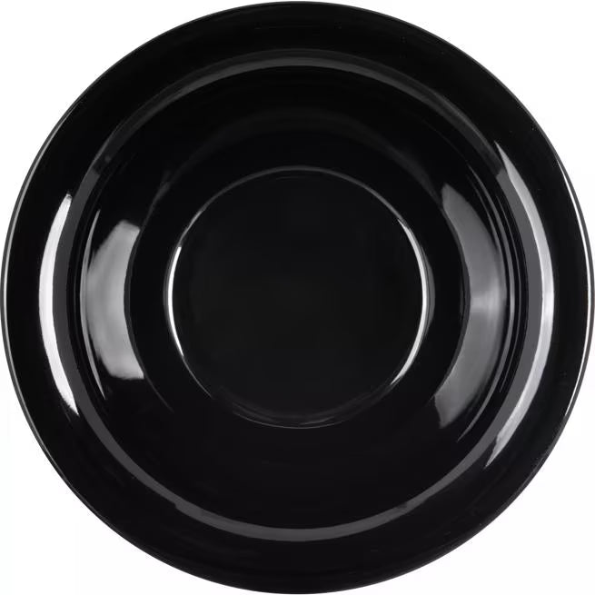 10 oz Black Sierrus Melamine Rimmed Nappie Bowl with commercial grade durability, shatter resistant construction and temperature insulated design. Perfect for soups, cereals, salads, desserts and foodservice applications.