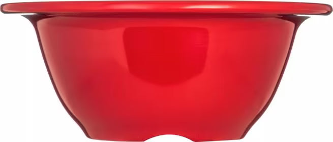 10 oz Red Sierrus Melamine Rimmed Nappie Bowl with commercial grade durability, shatter resistant construction and temperature insulated design. Perfect for soups, cereals, salads, desserts and foodservice applications.