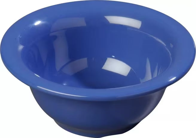10 oz Ocean Blue Sierrus Melamine Rimmed Nappie Bowl with commercial grade durability, shatter resistant construction and temperature insulated design. Perfect for soups, cereals, salads, desserts and foodservice applications.