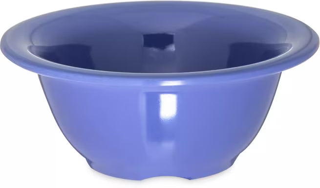 10 oz Ocean Blue Sierrus Melamine Rimmed Nappie Bowl with commercial grade durability, shatter resistant construction and temperature insulated design. Perfect for soups, cereals, salads, desserts and foodservice applications.