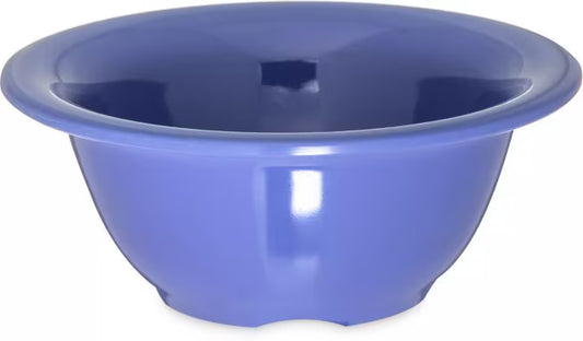 10 oz Ocean Blue Sierrus Melamine Rimmed Nappie Bowl with commercial grade durability, shatter resistant construction and temperature insulated design. Perfect for soups, cereals, salads, desserts and foodservice applications.