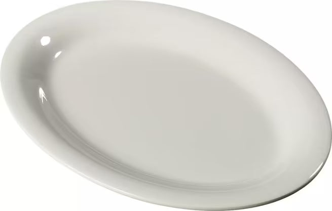 9.5 x 7.25 Inch Bone Sierrus Melamine Oval Platter Tray with commercial grade durability, shatter resistant construction and temperature insulated design. Perfect for appetizers, sandwiches, seafood, desserts and individual entrees.