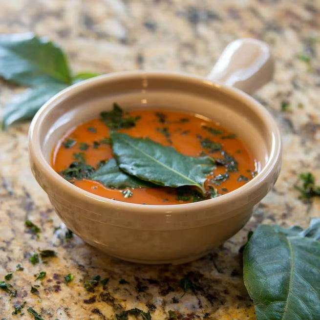 8 oz Stone Handled Soup Bowl with durable commercial grade SAN construction, thick walled heat retaining design and an integrated handle. Ideal for soups, broths, chili, stews and hot beverages.